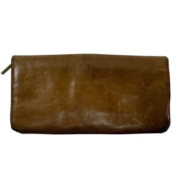 HOBO Rachel Continental Wallet Kiss Clasp Gold Hardware Tan Leather - Picture 3 of 13